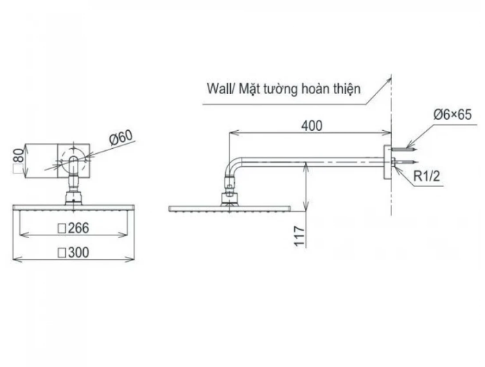Bát Sen Gắn Tường TOTO TBW08003A#MBL Màu Đen Mờ
