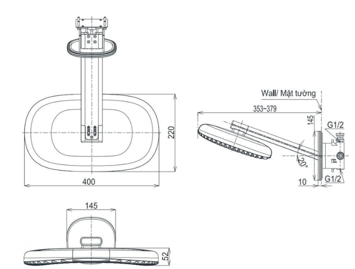 Bát Sen Gắn Tường TOTO TBW15EB0A TBN01003A 3 Chế Độ 