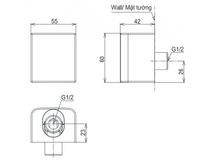 Cút Nối Tường TOTO TBW160N0A Kèm Gác Sen