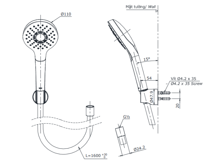 Tay sen tắm TOTO TBW01008A