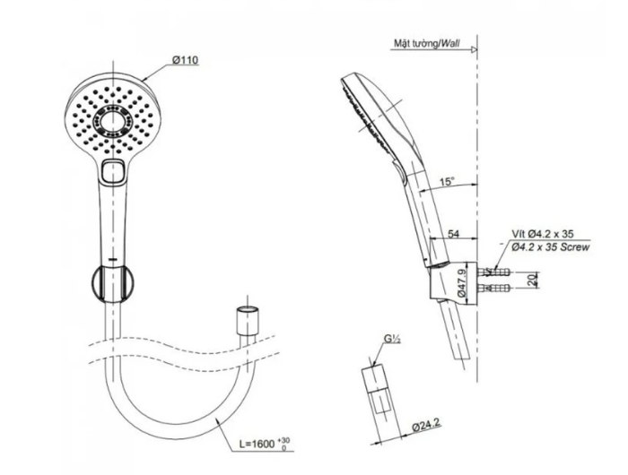 Tay Sen tắm TOTO TBW01010A#MBL Màu Đen Mờ