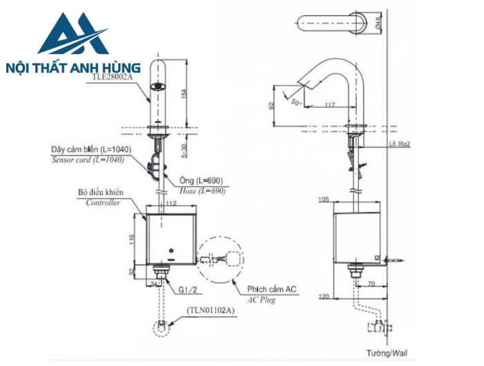 Vòi Cảm Ứng TOTO TLE29002V TLE04502V TLN01102A Pin