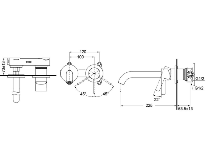 Vòi Lavabo Gắn Tường TLG11308BA#MBL Màu Đen Mờ