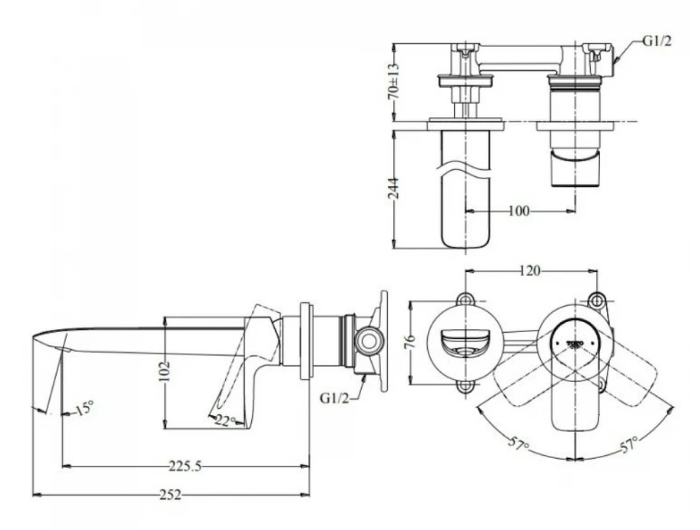 Vòi Lavabo Gắn Tường TOTO TLG04310BB#MBL Màu Đen Mờ