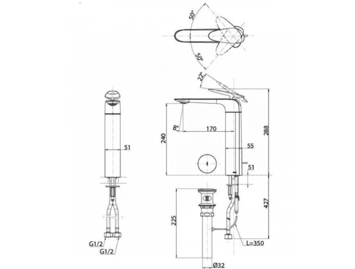 Vòi Lavabo Nóng Lạnh Cổ Cao TOTO TLP03301A1#MBL Đen Mờ