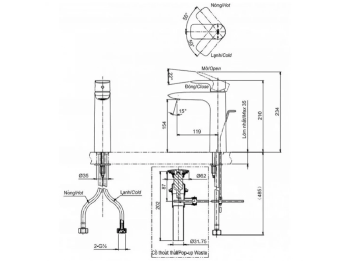 Vòi Lavabo Nóng Lạnh TOTO TLG04307B#BRG Thân Cao Màu Vàng Hồng