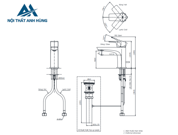 Vòi lavabo nóng lạnh TOTO TLG07301V
