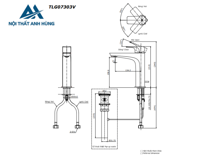 Vòi lavabo nóng lạnh TOTO TLG07303V