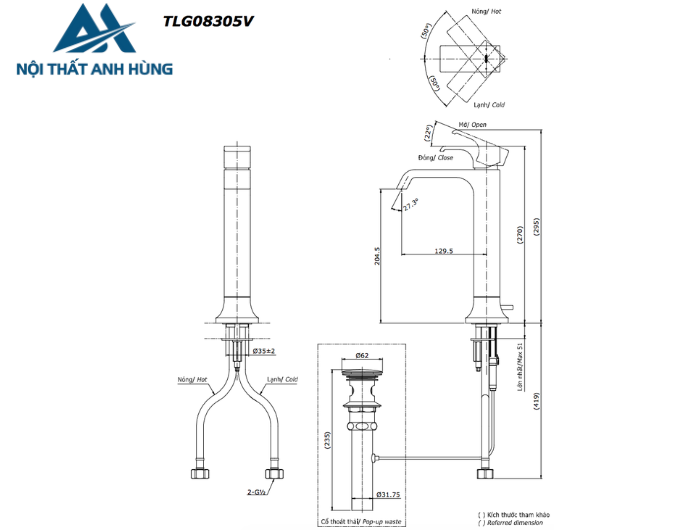 Vòi lavabo nóng lạnh TOTO TLG08305V