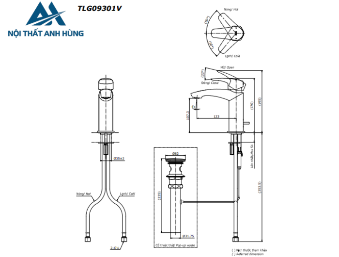 Vòi lavabo nóng lạnh TOTO TLG09301V
