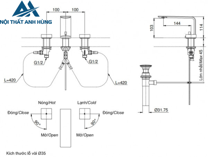 Vòi lavabo nóng lạnh ZL TOTO TLP02301B