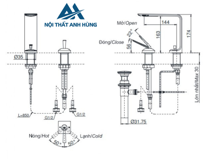 Vòi lavabo nóng lạnh ZL TOTO TLP02304B
