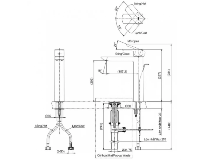 Vòi Lavabo TOTO TLG02307B#BGP Nóng Lạnh Cổ Cao Xám Than Chì Mờ
