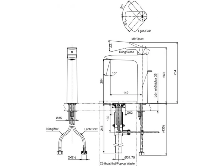 Vòi Lavabo TOTO TLG04307B#MBL Nóng Lạnh Màu Đen Mờ
