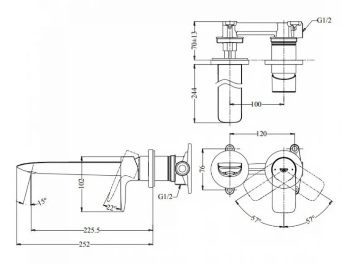 Vòi Lavabo TOTO TLG04310BB#BRG Nóng Lạnh Gắn Tường Màu Vàng Hồng