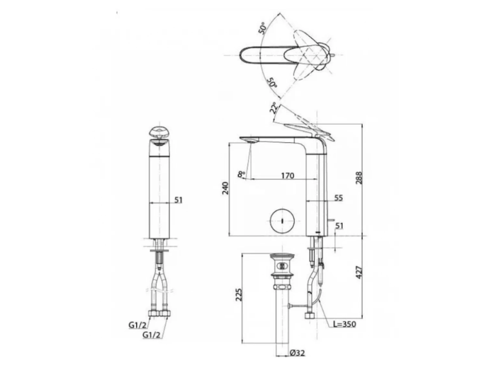 Vòi Lavabo TOTO TLP03301A1#BGP Nóng Lạnh Cổ Cao Xám Than Chì Mờ