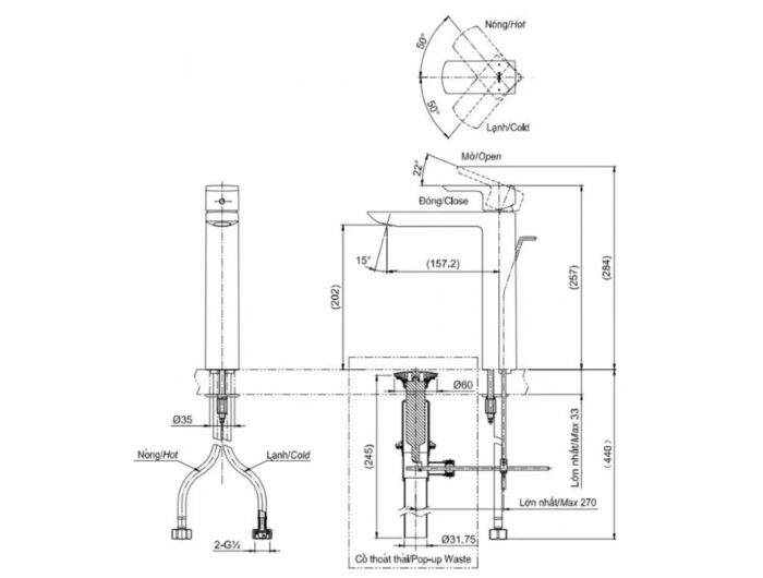 Vòi Lavabo TOTO Vàng Pháp Mờ TLG02307B#BFG