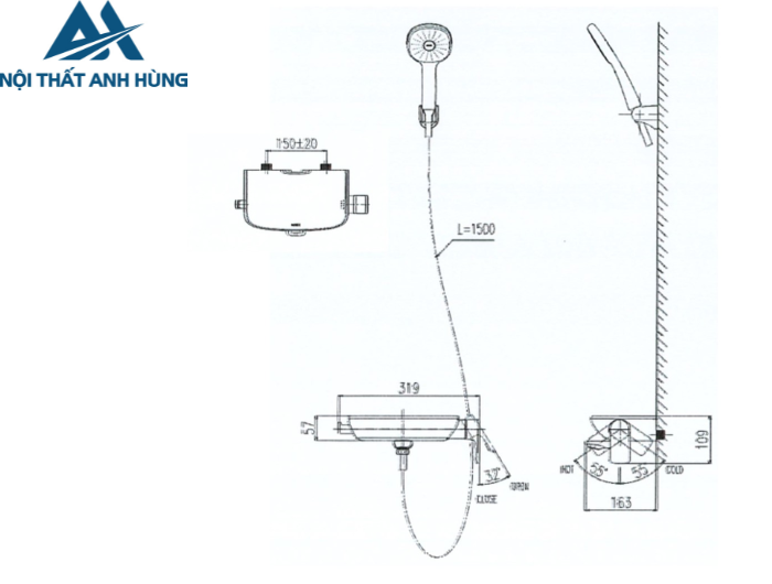 Vòi Sen Tắm Inax BFV-613S Tay Sen Tăng Áp Nóng Lạnh