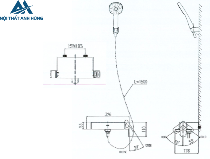 Vòi Sen Tắm Inax BFV-633S Tay Sen Tăng Áp Nóng Lạnh