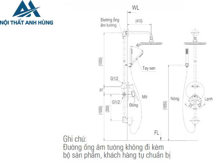 Sen Tắm Âm Tường Inax BFV-71SEW Nóng Lạnh