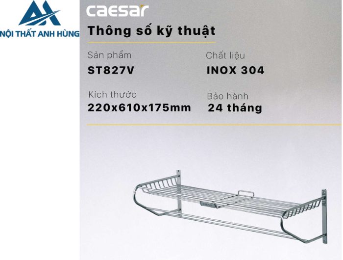 Thanh Treo Khăn CAESAR ST827V Hai Tầng