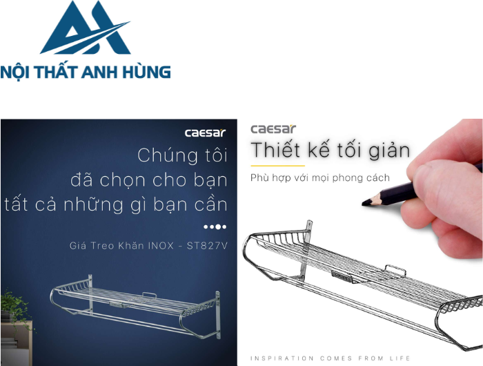 Thanh Treo Khăn CAESAR ST827V Hai Tầng