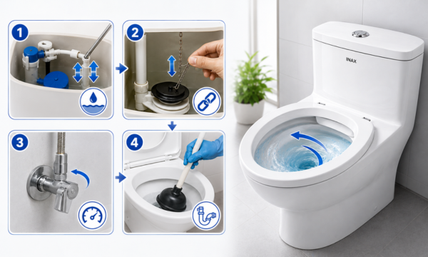 Cách xử lý bồn cầu INAX xả nước yếu nhanh chóng