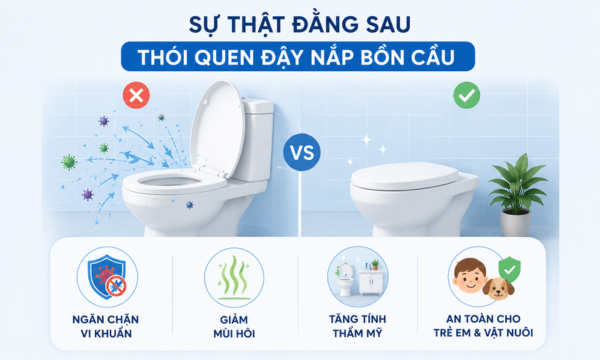 Có nên đậy nắp bồn cầu sau khi sử dụng không?