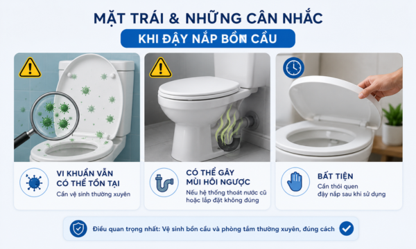 Có nên đậy nắp bồn cầu sau khi sử dụng không?