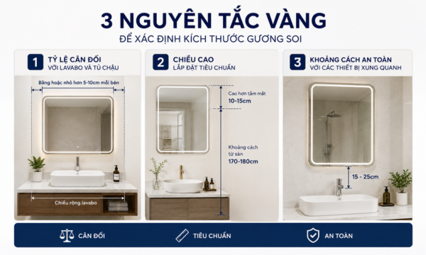 Hướng dẫn chọn kích thước sương soi phù hợp cho nhà vệ sinh
