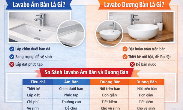 Lavabo âm bàn và dương bàn – Khác nhau ra sao?