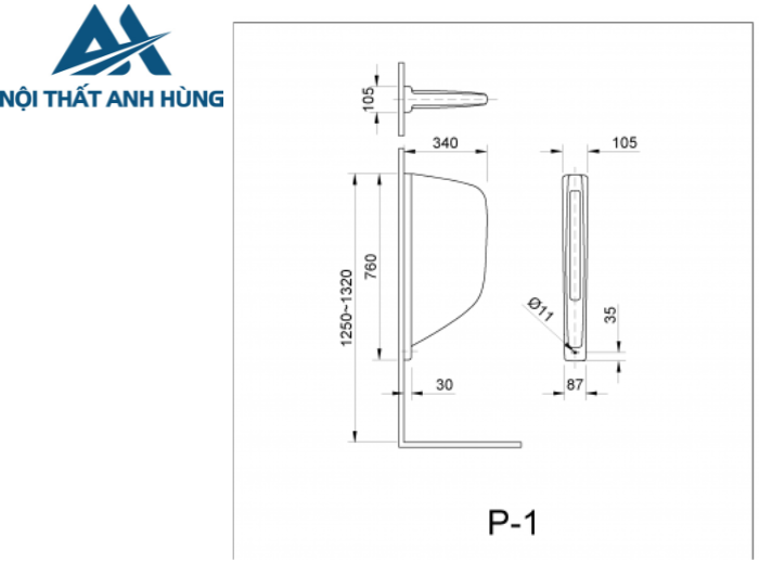 Vách Ngăn Bệ Tiểu Nam Inax P-1
