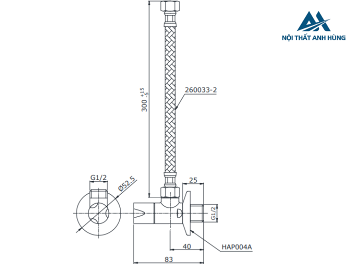Van khóa kèm dây cấp TOTO HAP004A-F
