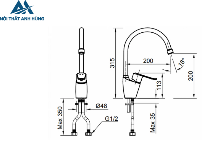 Vòi Bếp Inax SFV-2011S Nóng Lạnh
