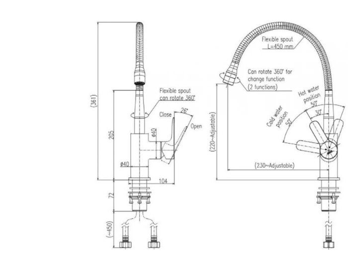 Vòi bếp nóng lạnh INAX SFV-303S