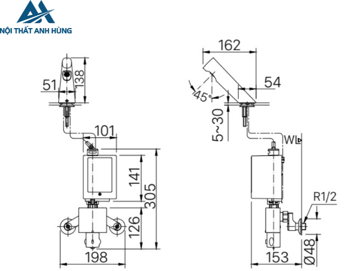 Vòi Cảm Ứng Inax AMV-300 Nước Lạnh Dùng Pin