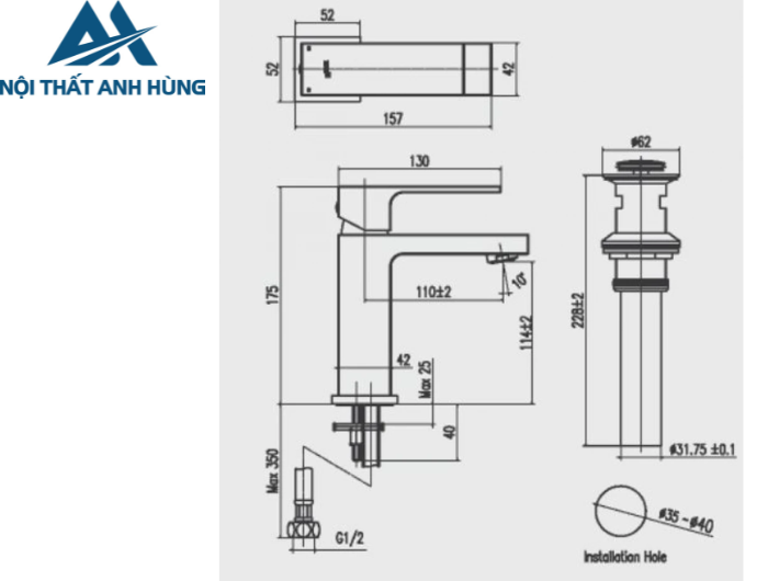 Vòi Chậu Lavabo Inax LFV-402S Nóng Lạnh