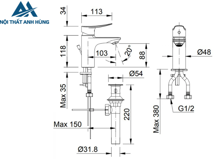 Vòi Chậu Lavabo Inax LFV-502S Nóng Lạnh