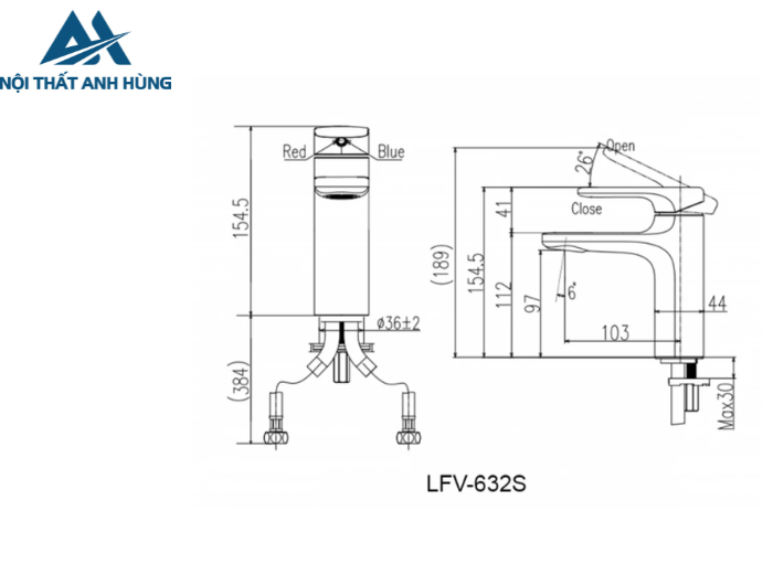 Vòi Chậu Lavabo Inax LFV-632S Nóng Lạnh
