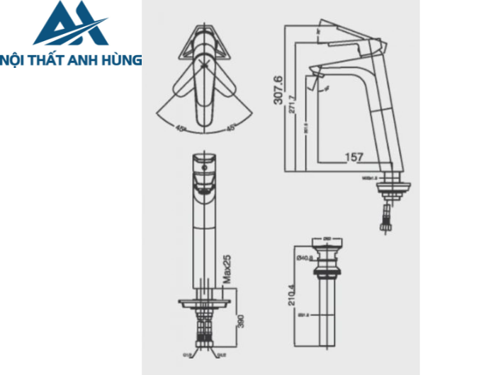 Vòi chậu lavabo nóng lạnh INAX LFV-112SH