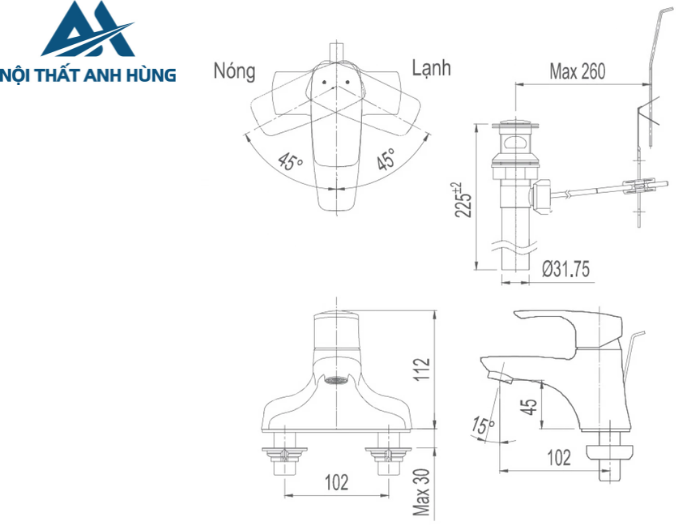 Vòi chậu lavabo nóng lạnh INAX LFV-211S