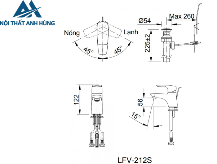 Vòi chậu lavabo nóng lạnh INAX LFV-212S