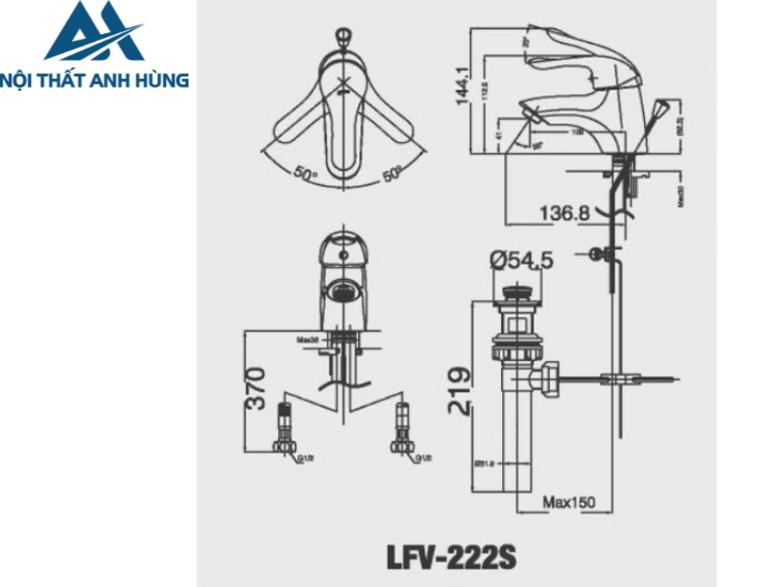 Vòi chậu lavabo nóng lạnh INAX LFV-222S