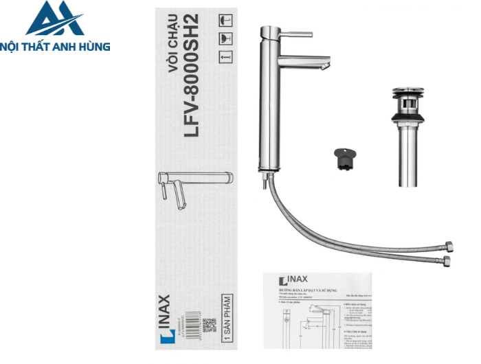 Vòi Lavabo Đặt Bàn Inax LFV-8000SH2 Nóng Lạnh Cổ Cao