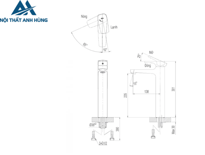 Vòi Lavabo Để Bàn Inax LFV-5000SH Cổ Cao Nóng Lạnh