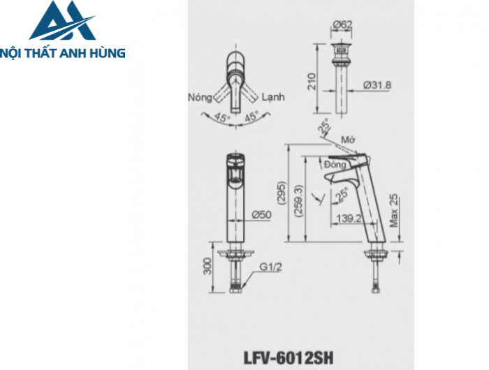 Vòi Lavabo Inax LFV-6012SH Đặt Bàn Nóng Lạnh