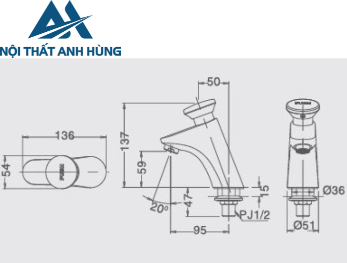 Vòi Ngắt Nước Tự Động Inax LFV-P02B Nước Lạnh