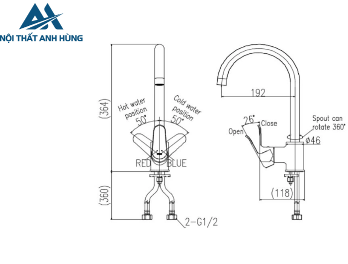 Vòi Nước Rửa Bát Inax SFV-800S Nóng Lạnh