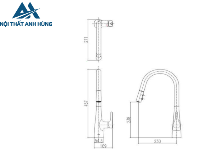 Vòi Rửa Chén Bát Inax SFV-907SX Nóng Lạnh Rút Dây