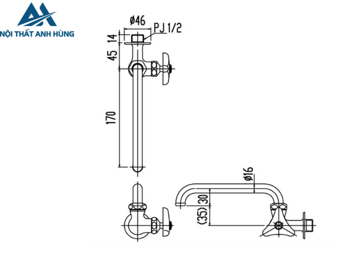 Vòi Rửa Nước Lạnh Inax LF-16-13 Gắn Tường